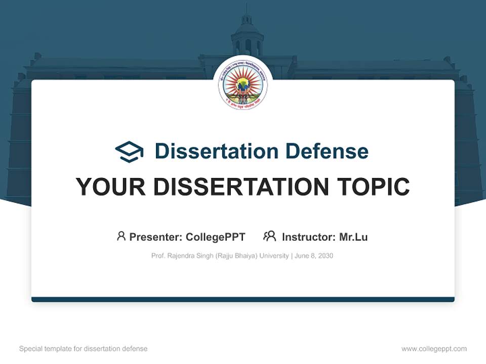 Prof. Rajendra Singh (Rajju Bhaiya) University Graduation Thesis Defense PPT Template4:3 ratio PPT effect preview image7