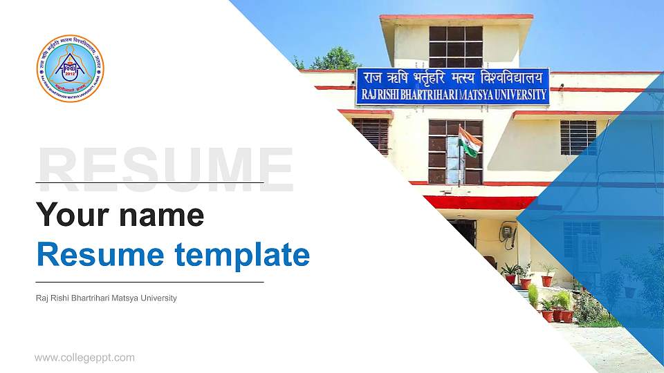 Raj Rishi Bhartrihari Matsya University Resume PPT Template16:9 ratio PPT effect preview image
