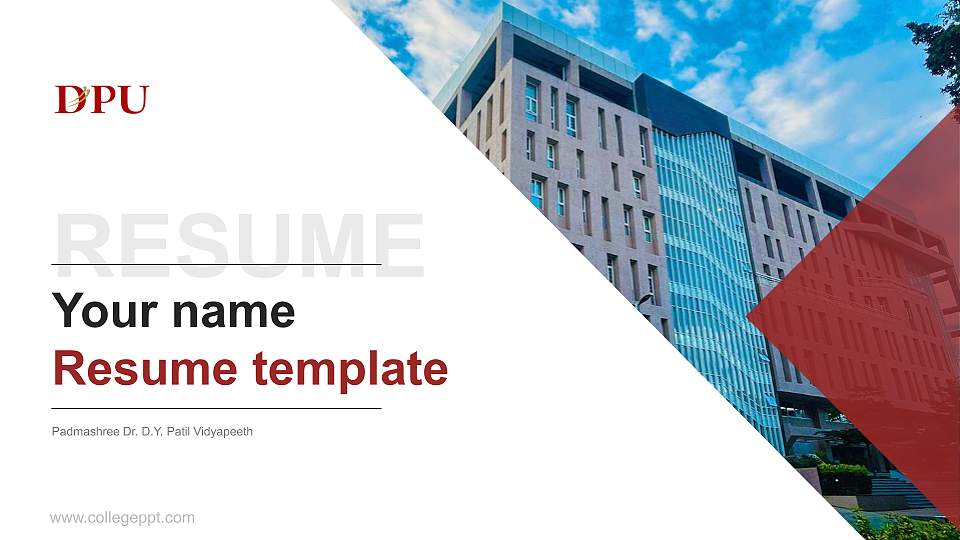 Padmashree Dr. D.Y. Patil Vidyapeeth Resume PPT Template16:9 ratio PPT effect preview image