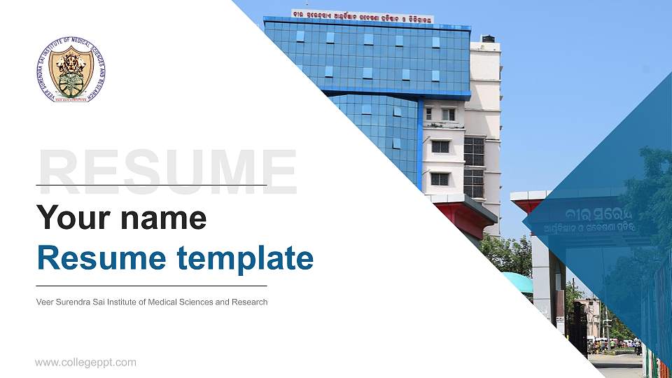 Veer Surendra Sai Institute of Medical Sciences and Research Resume PPT Template16:9 ratio PPT effect preview image