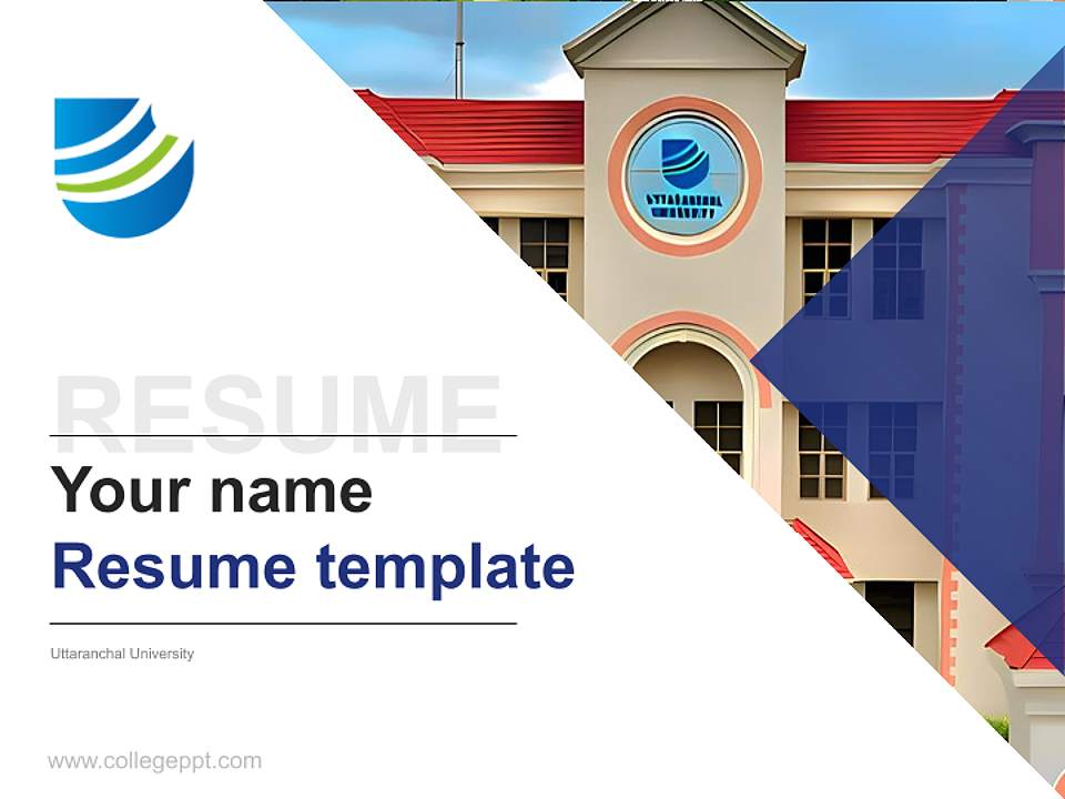 Uttaranchal University Resume PPT Template4:3 ratio PPT effect preview image5