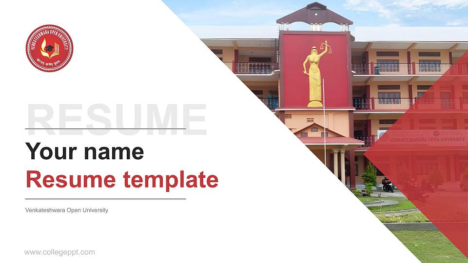 Venkateshwara Open University Resume PPT Template16:9 ratio PPT effect preview image