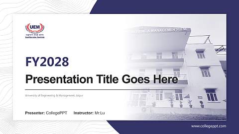 University of Engineering & Management, Jaipur Academic Presentation/Research Findings Report PPT Template