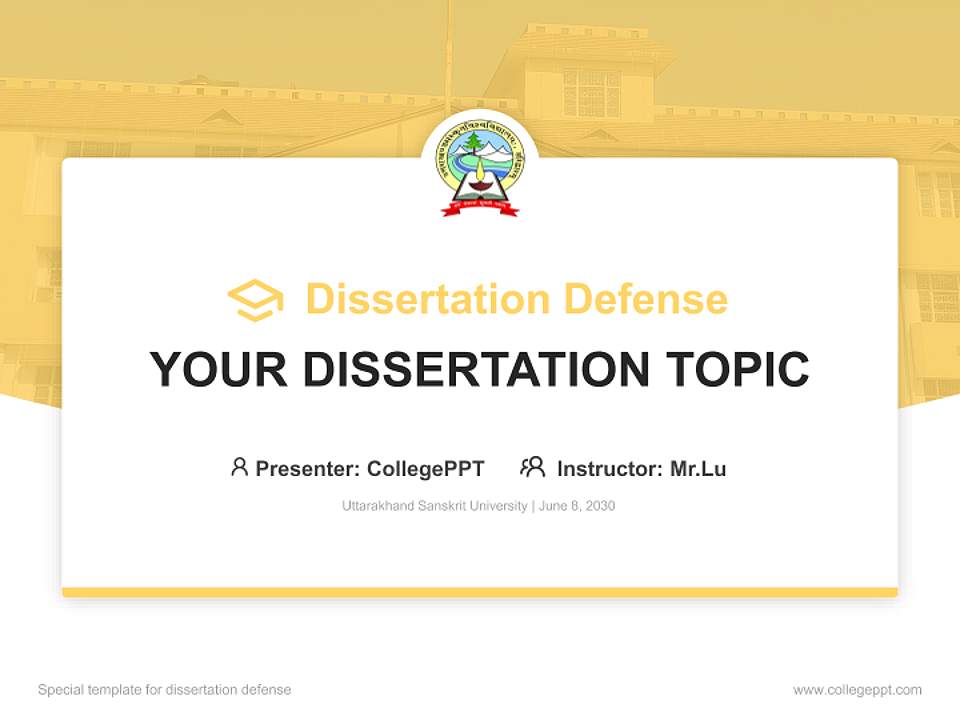 Uttarakhand Sanskrit University Graduation Thesis Defense PPT Template4:3 ratio PPT effect preview image7