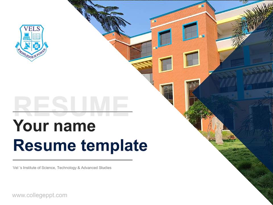 Vel ‘s Institute of Science, Technology & Advanced Studies Resume PPT Template4:3 ratio PPT effect preview image5