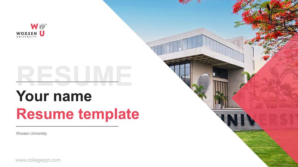 Woxsen University Resume PPT Template16:9 ratio PPT effect preview image