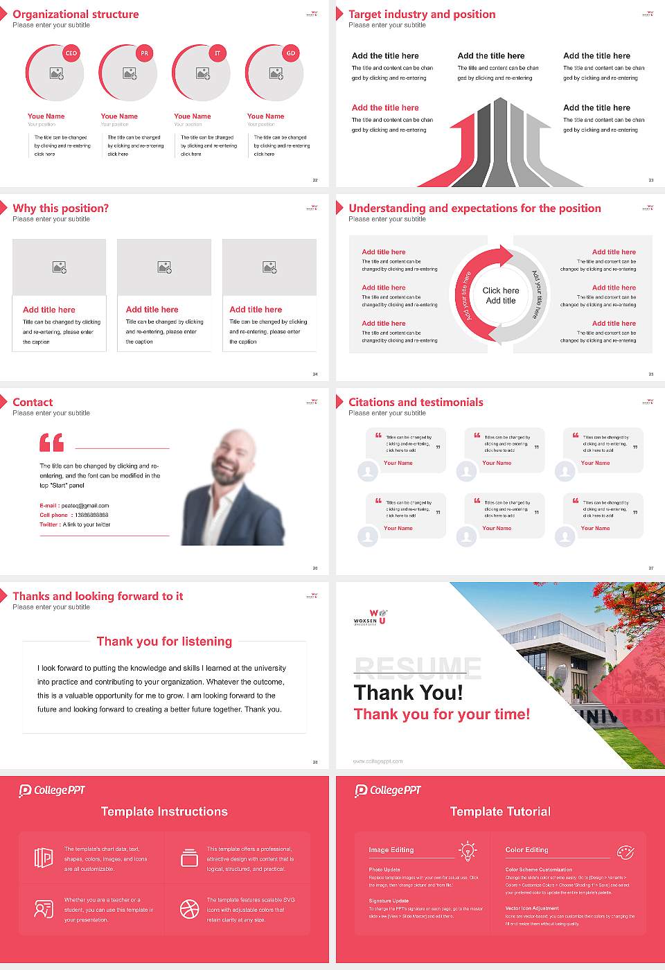 Woxsen University Resume PPT Template16:9 ratio PPT effect preview image4