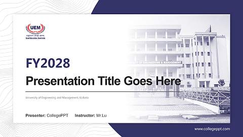 University of Engineering and Management, Kolkata Academic Presentation/Research Findings Report PPT Template