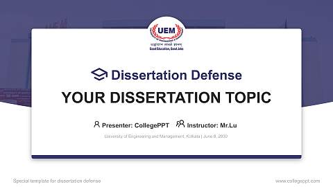 University of Engineering and Management, Kolkata Graduation Thesis Defense PPT Template