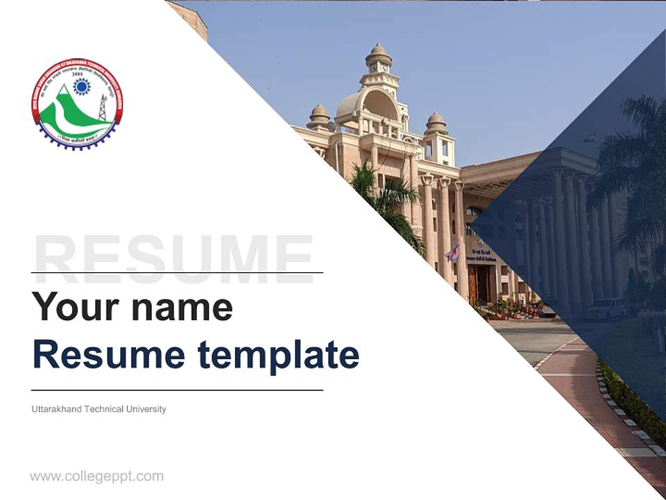 Uttarakhand Technical University Resume PPT Template4:3 ratio PPT effect preview image5