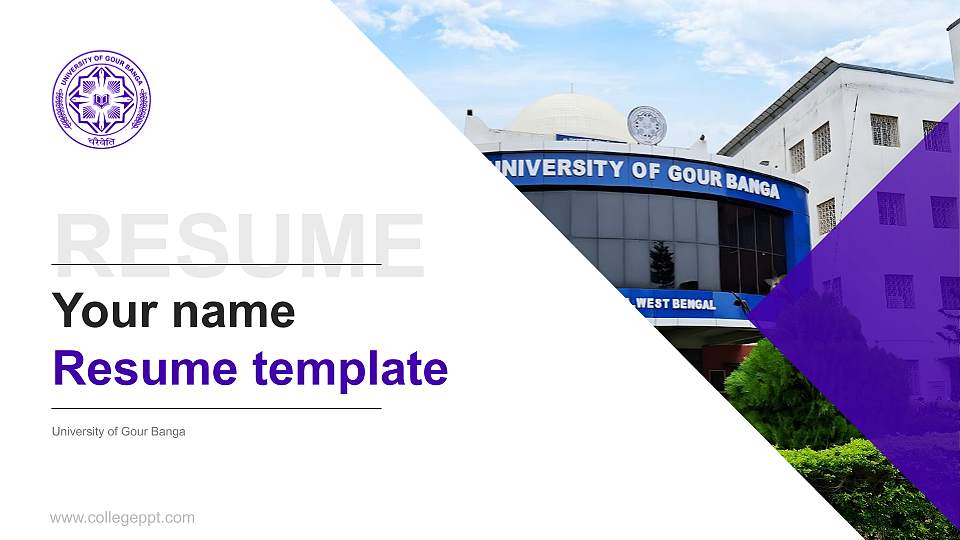 University of Gour Banga Resume PPT Template16:9 ratio PPT effect preview image