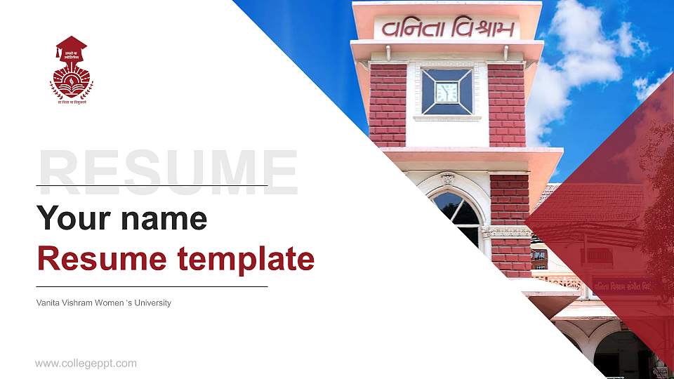 Vanita Vishram Women ‘s University Resume PPT Template16:9 ratio PPT effect preview image