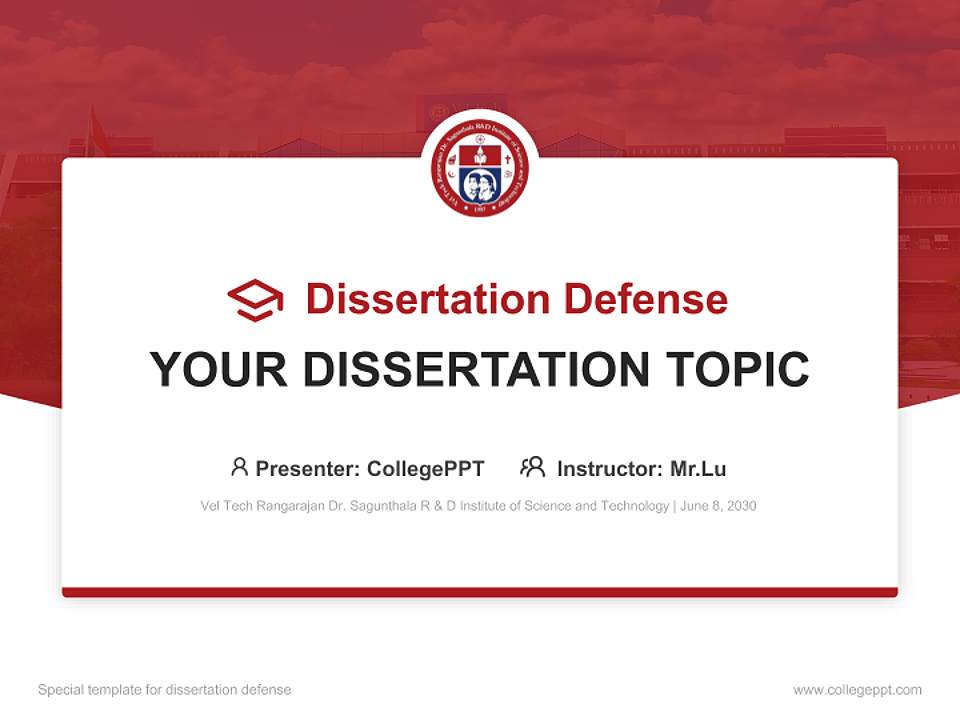 Vel Tech Rangarajan Dr. Sagunthala R & D Institute of Science and Technology Graduation Thesis Defense PPT Template4:3 ratio PPT effect preview image7