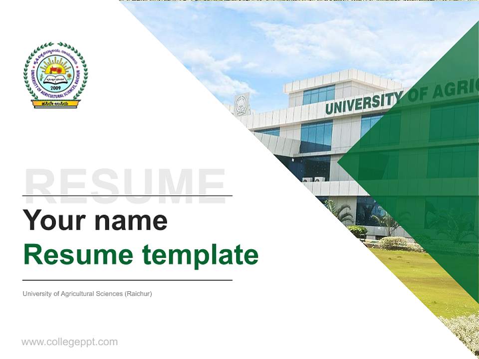 University of Agricultural Sciences (Raichur) Resume PPT Template4:3 ratio PPT effect preview image1