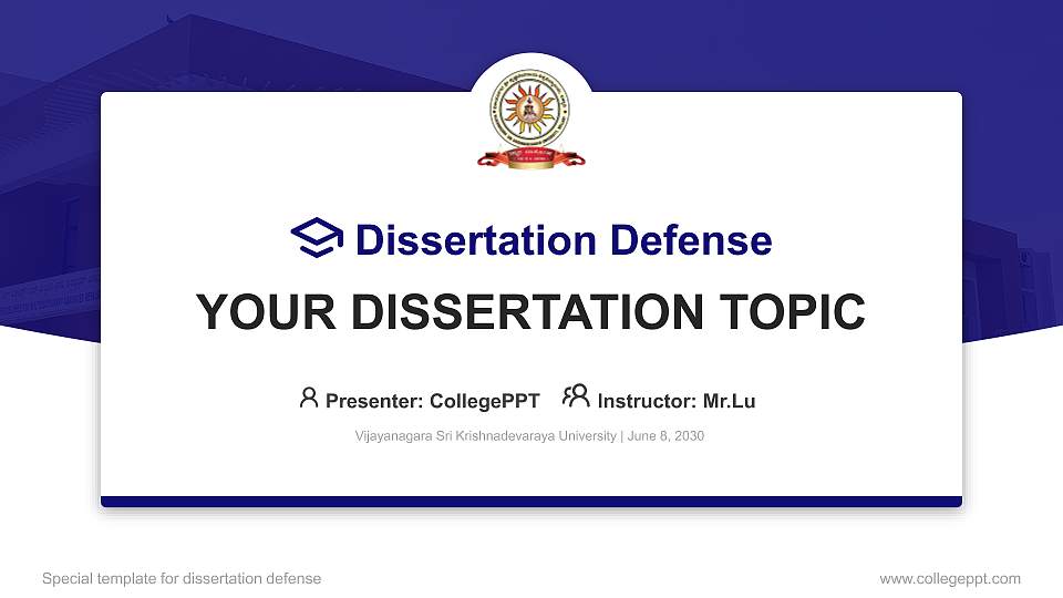 Vijayanagara Sri Krishnadevaraya University Graduation Thesis Defense PPT Template16:9 ratio PPT effect preview image