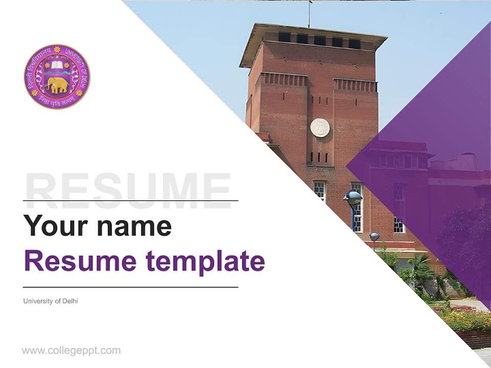 University of Delhi Resume PPT Template4:3 ratio PPT effect preview image5