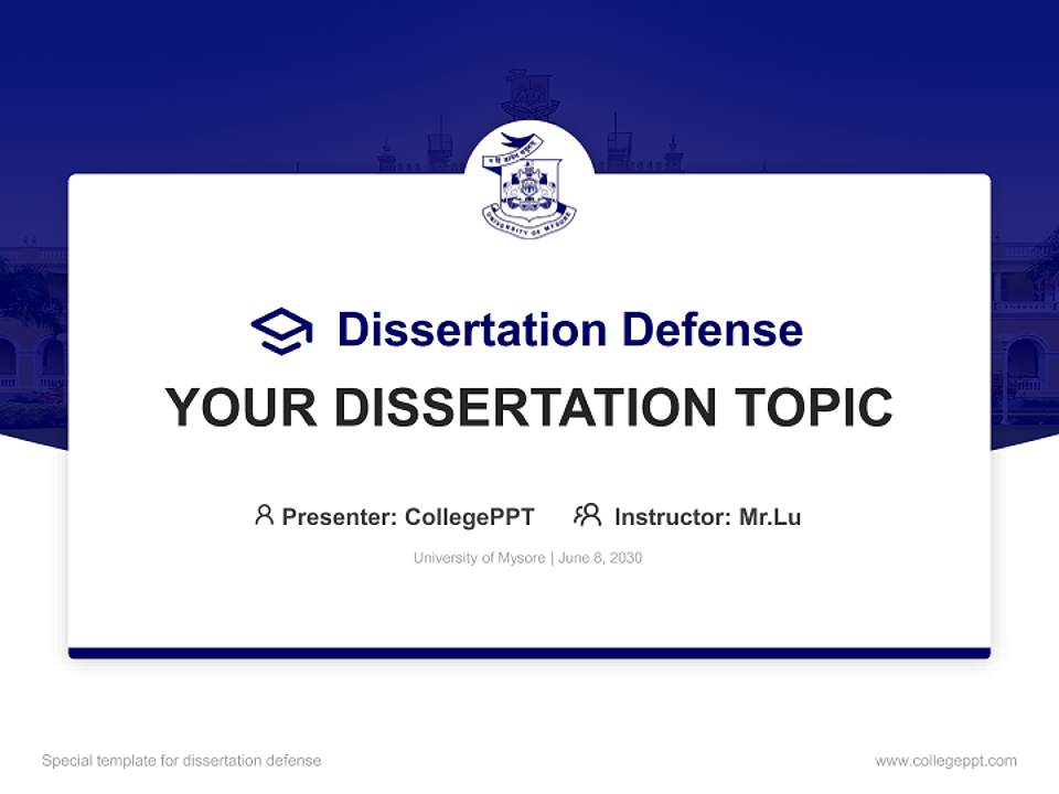 University of Mysore Graduation Thesis Defense PPT Template4:3 ratio PPT effect preview image7