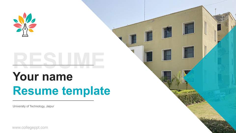 University of Technology, Jaipur Resume PPT Template16:9 ratio PPT effect preview image