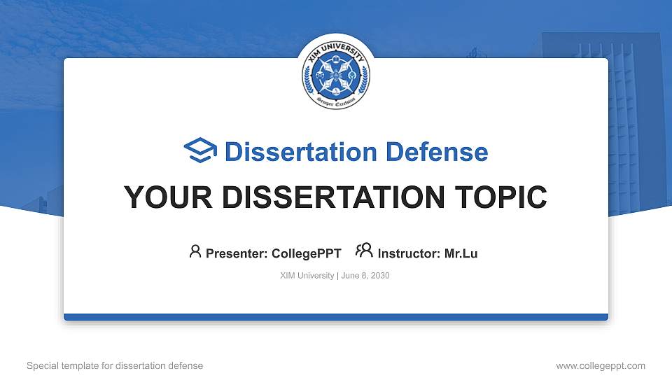 XIM University Graduation Thesis Defense PPT Template16:9 ratio PPT effect preview image