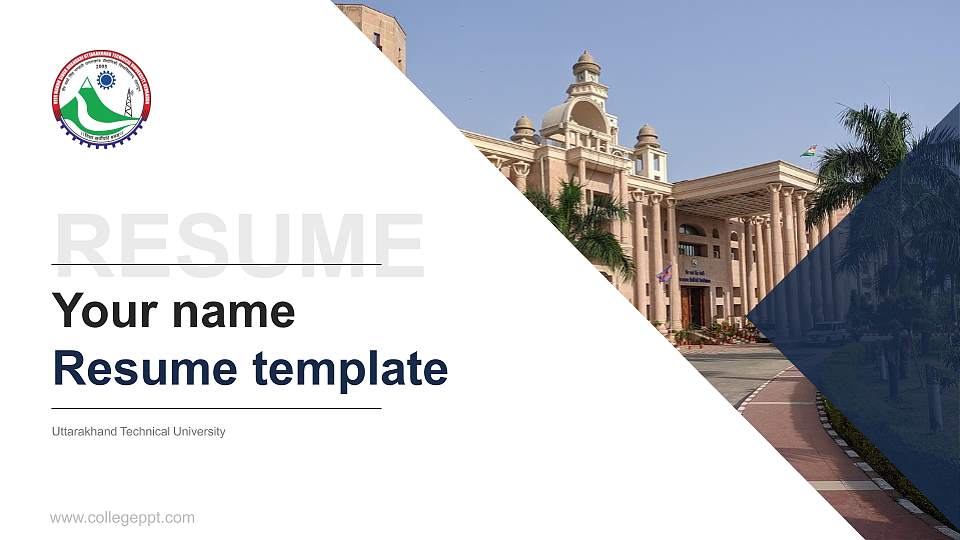 Uttarakhand Technical University Resume PPT Template16:9 ratio PPT effect preview image
