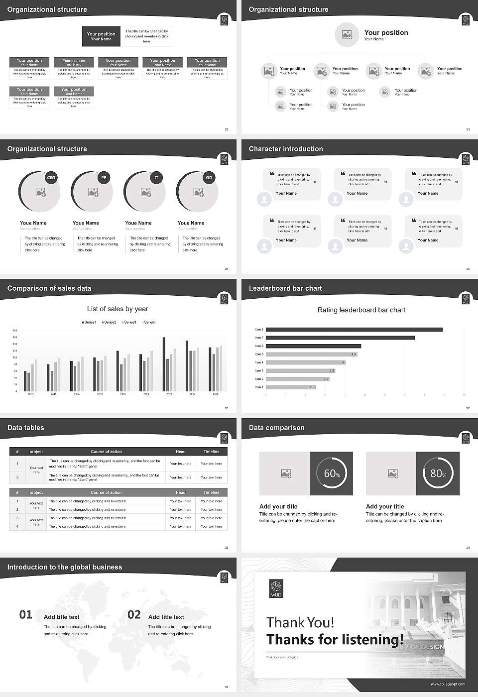 World University of Design Academic Presentation/Research Findings Report PPT Template16:9 ratio PPT effect preview image4