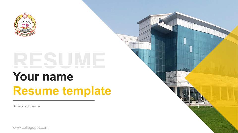 University of Jammu Resume PPT Template16:9 ratio PPT effect preview image