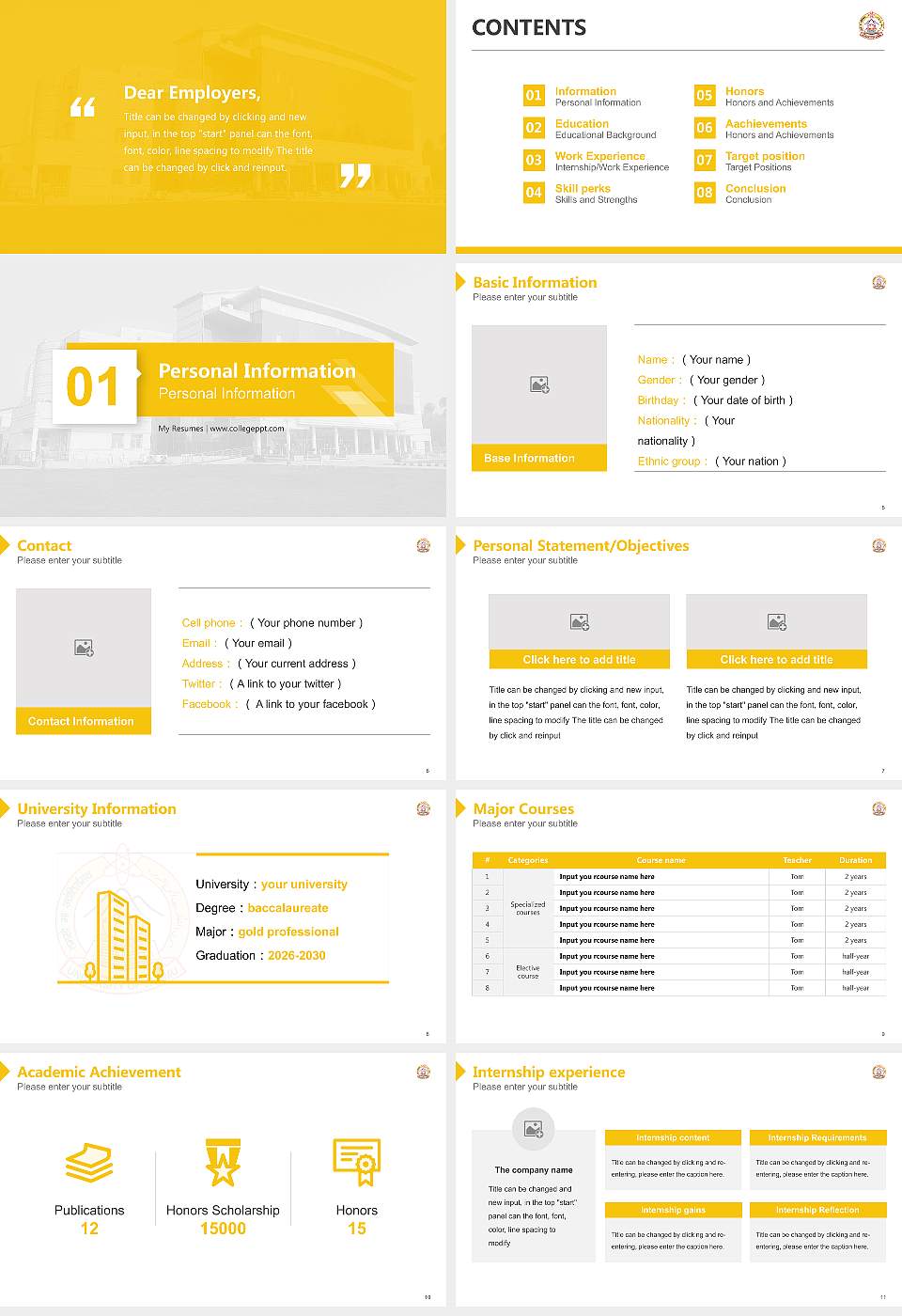 University of Jammu Resume PPT Template16:9 ratio PPT effect preview image2