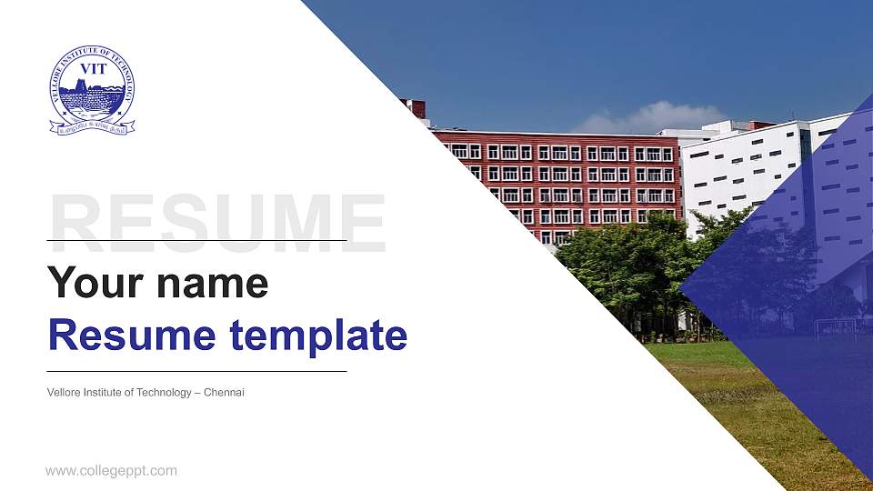 Vellore Institute of Technology – Chennai Resume PPT Template16:9 ratio PPT effect preview image