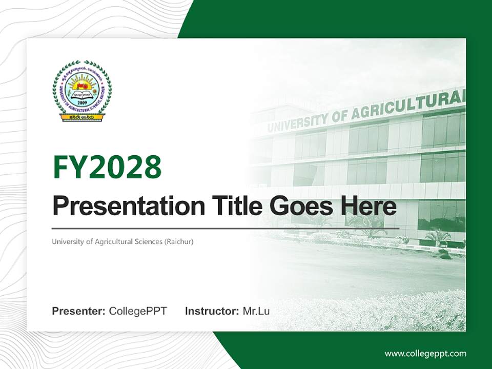 University of Agricultural Sciences (Raichur) Academic Presentation/Research Findings Report PPT Template4:3 ratio PPT effect preview image5