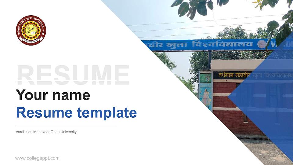 Vardhman Mahaveer Open University Resume PPT Template16:9 ratio PPT effect preview image1