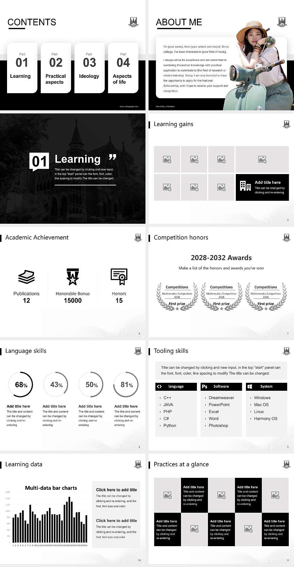 University of Mumbai National Scholarship Defense PPT Template4:3 ratio PPT effect preview image2