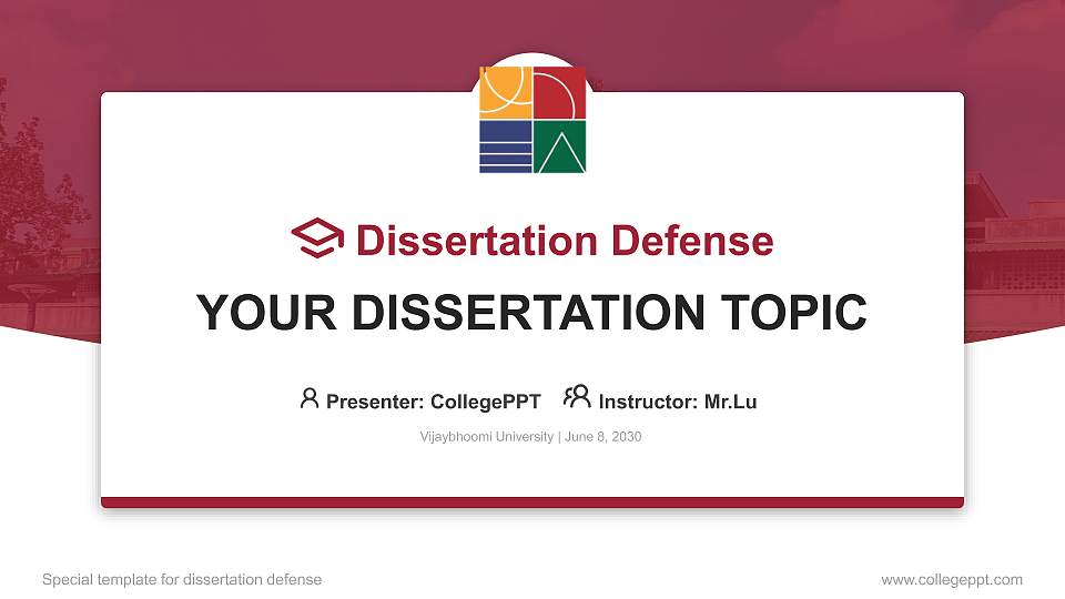 Vijaybhoomi University Graduation Thesis Defense PPT Template16:9 ratio PPT effect preview image