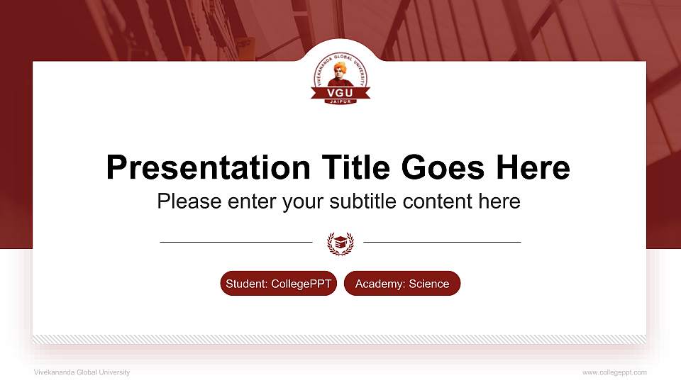Vivekananda Global University National Scholarship Defense PPT Template16:9 ratio PPT effect preview image