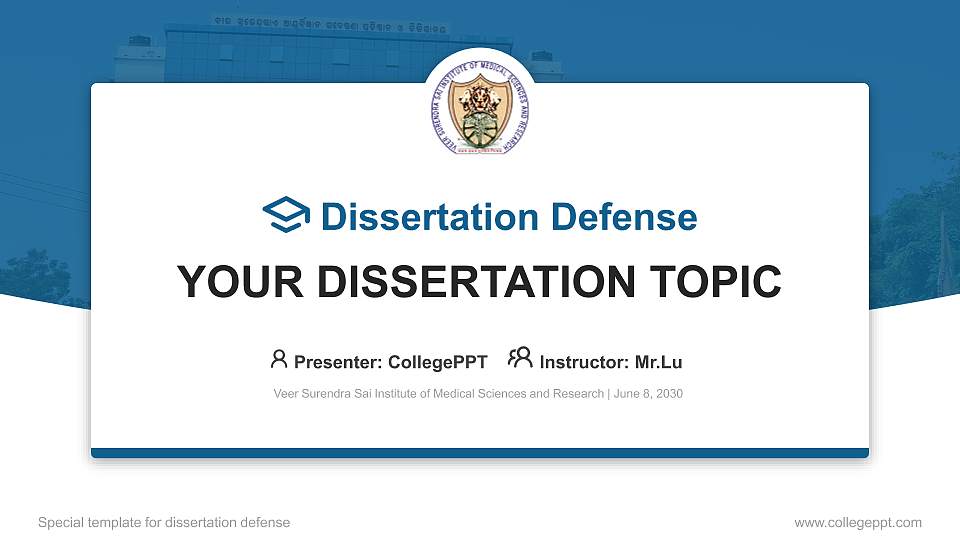 Veer Surendra Sai Institute of Medical Sciences and Research Graduation Thesis Defense PPT Template16:9 ratio PPT effect preview image