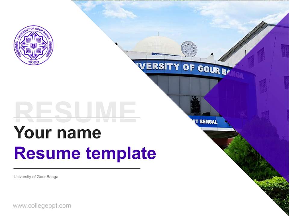 University of Gour Banga Resume PPT Template4:3 ratio PPT effect preview image5