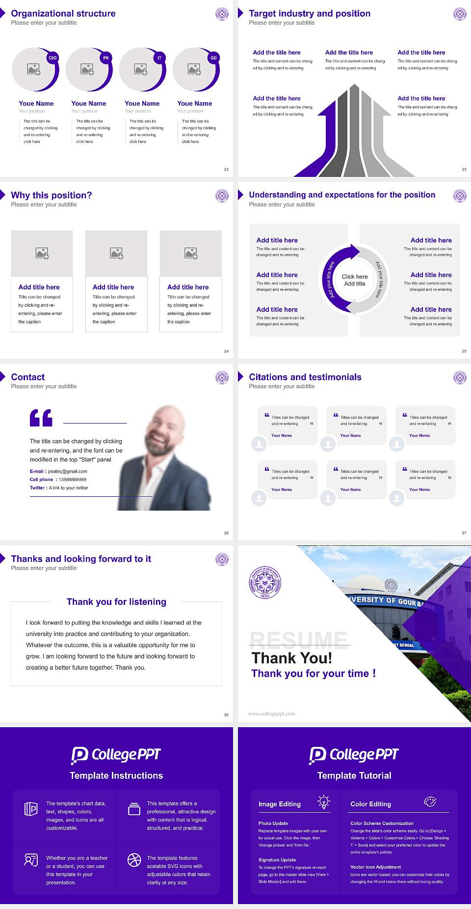 University of Gour Banga Resume PPT Template4:3 ratio PPT effect preview image4