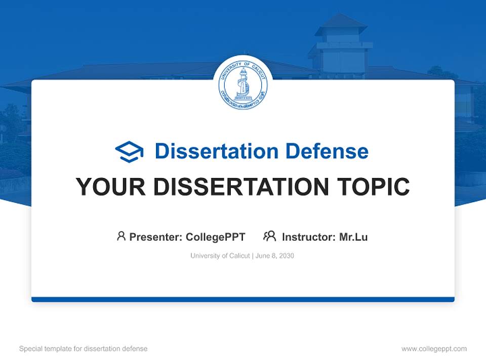 University of Calicut Graduation Thesis Defense PPT Template4:3 ratio PPT effect preview image7
