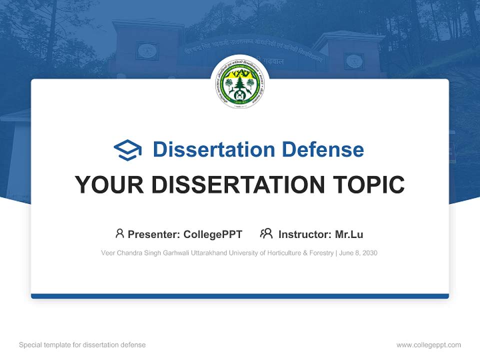 Veer Chandra Singh Garhwali Uttarakhand University of Horticulture & Forestry Graduation Thesis Defense PPT Template4:3 ratio PPT effect preview image7