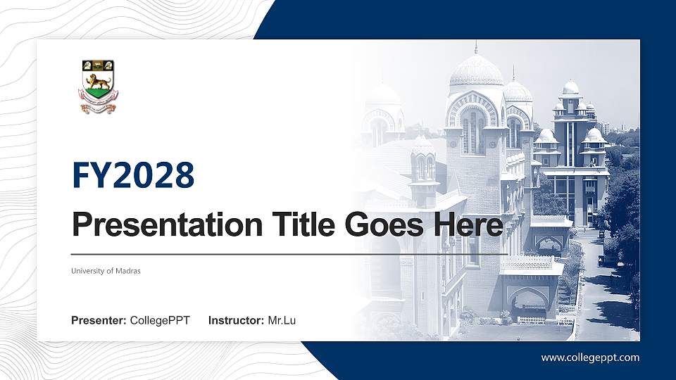 University of Madras Academic Presentation/Research Findings Report PPT Template16:9 ratio PPT effect preview image