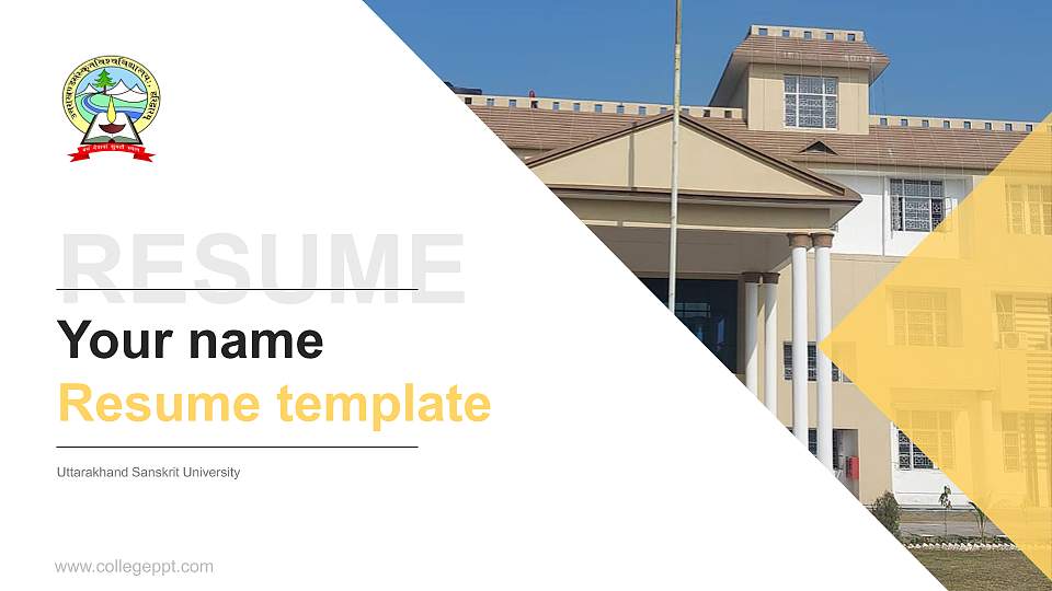 Uttarakhand Sanskrit University Resume PPT Template16:9 ratio PPT effect preview image