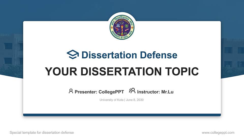 University of Kota Graduation Thesis Defense PPT Template16:9 ratio PPT effect preview image