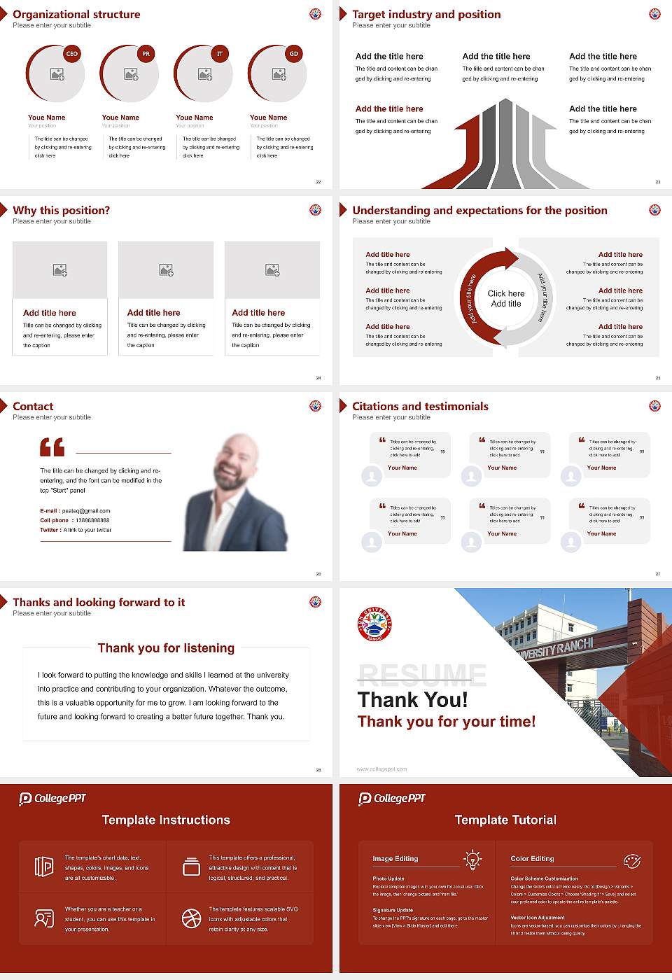 YBN University Resume PPT Template16:9 ratio PPT effect preview image4