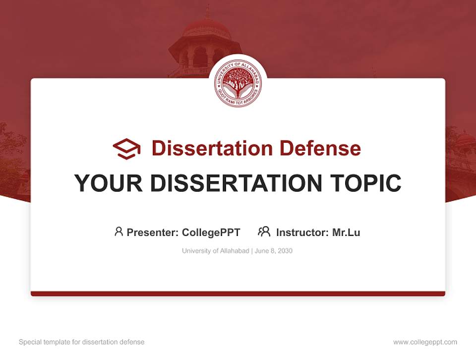 University of Allahabad Graduation Thesis Defense PPT Template4:3 ratio PPT effect preview image7