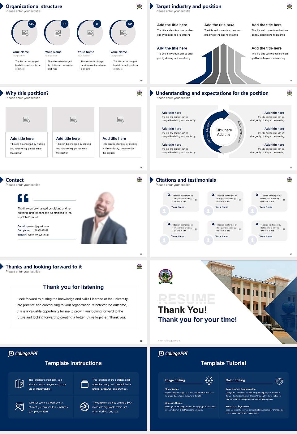 Vikrama Simhapuri University Resume PPT Template16:9 ratio PPT effect preview image4