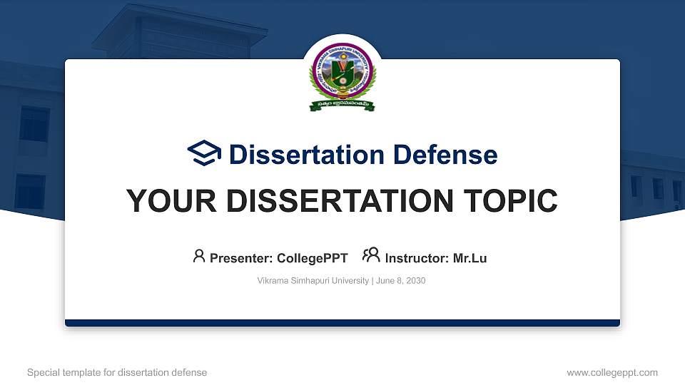 Vikrama Simhapuri University Graduation Thesis Defense PPT Template16:9 ratio PPT effect preview image