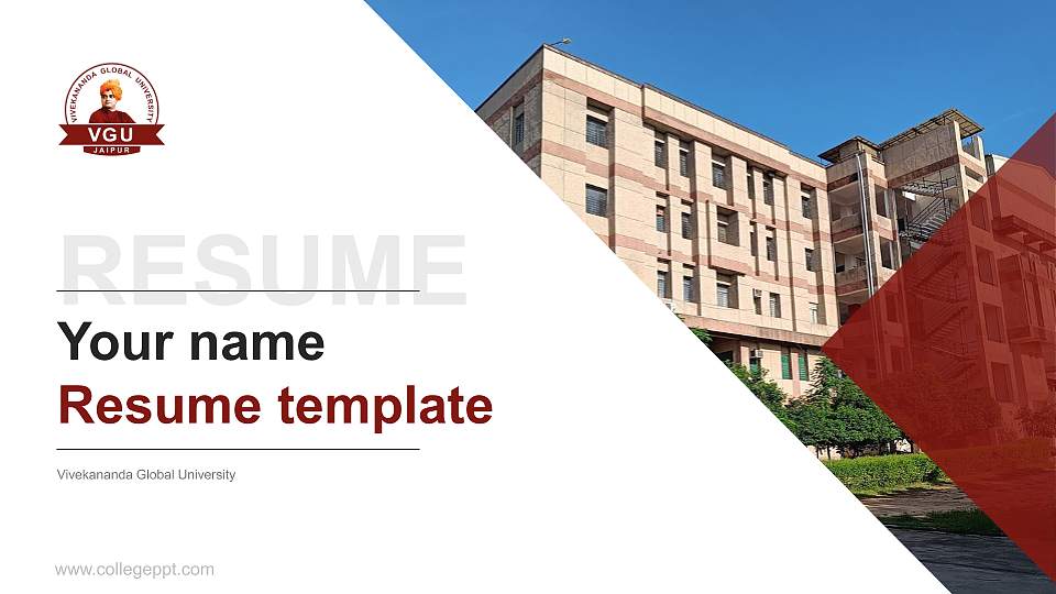 Vivekananda Global University Resume PPT Template16:9 ratio PPT effect preview image