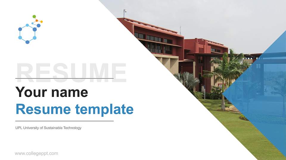 UPL University of Sustainable Technology Resume PPT Template16:9 ratio PPT effect preview image