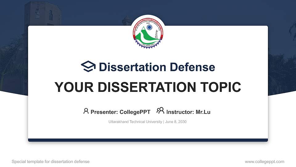 Uttarakhand Technical University Graduation Thesis Defense PPT Template16:9 ratio PPT effect preview image