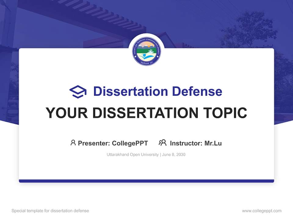 Uttarakhand Open University Graduation Thesis Defense PPT Template4:3 ratio PPT effect preview image7