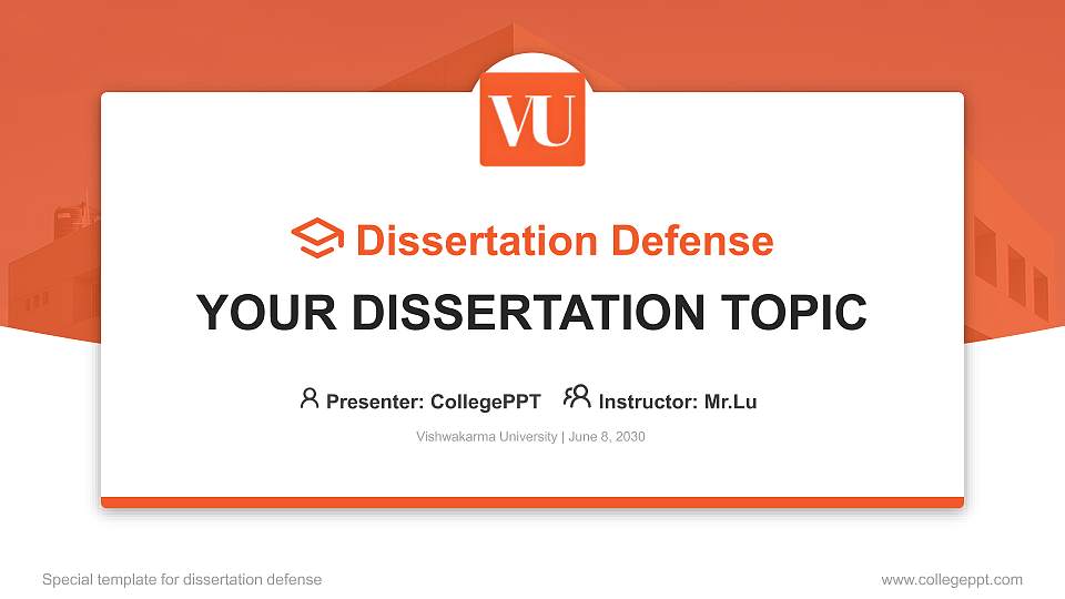 Vishwakarma University Graduation Thesis Defense PPT Template16:9 ratio PPT effect preview image1